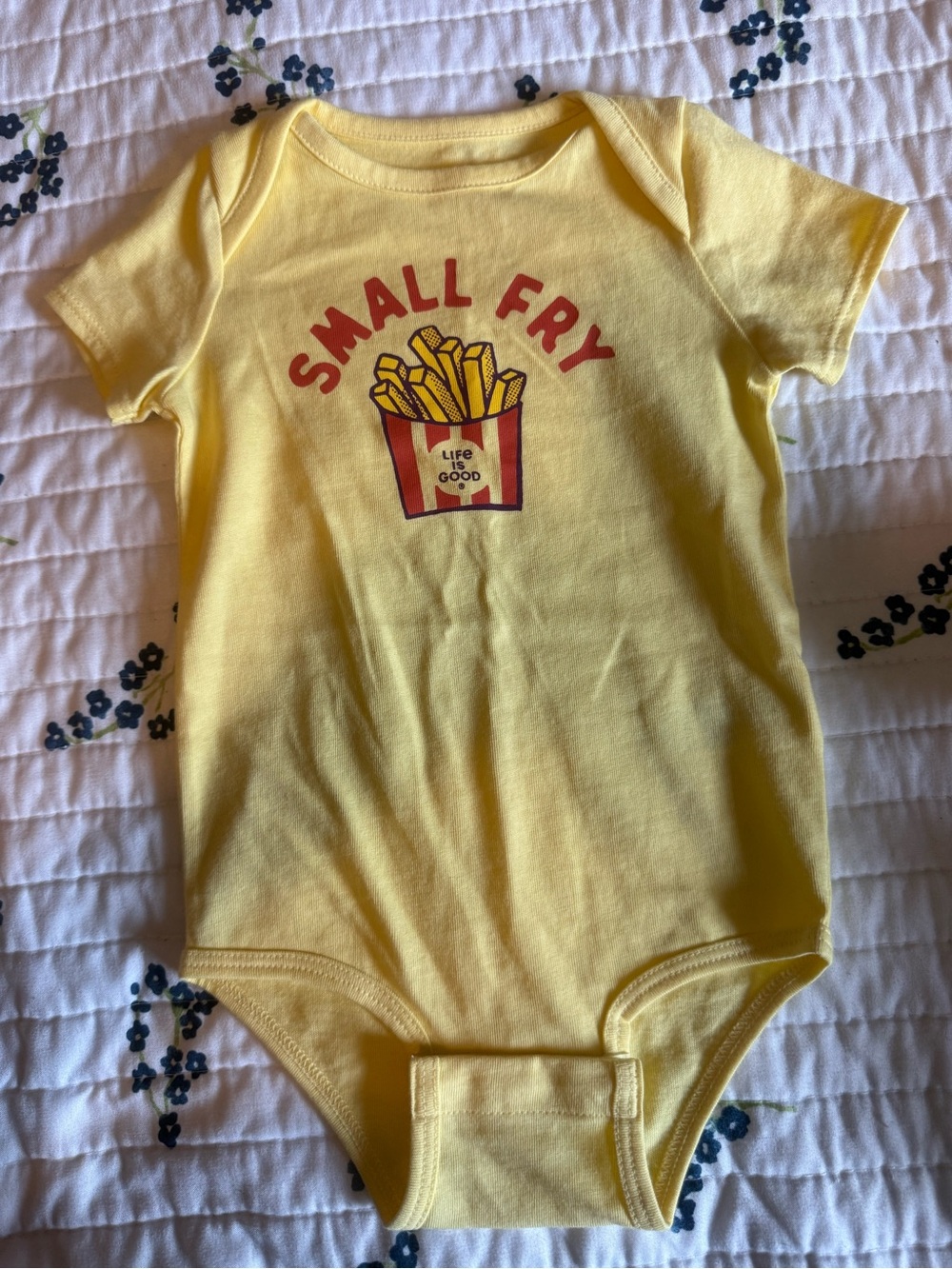 Life Is Good Yellow "Small Fry" Baby One-Piece Bodysuit